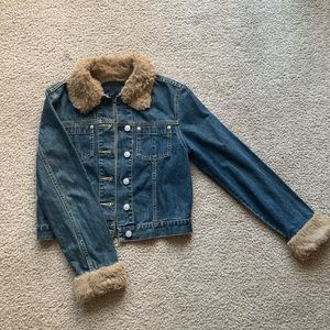 Faux fur jean jacket